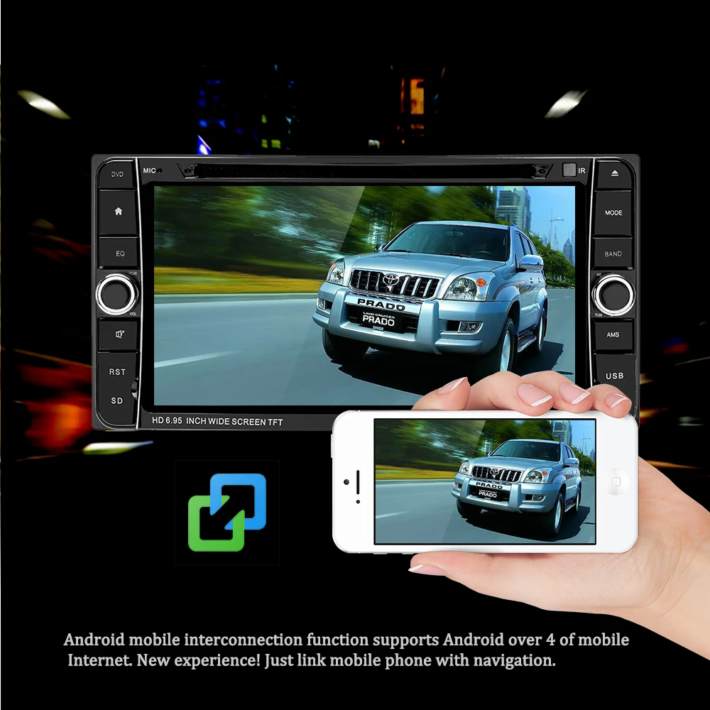 Amprime 7 'ƈ Din Автомобильный мультимедийный плеер Android 2Din автомобиля радио