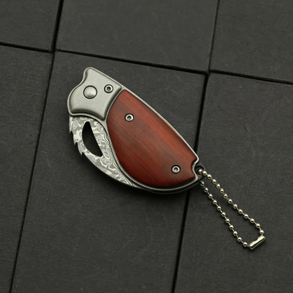 Parrot Folding Knife Damascus Blade Wood Handle Outdoor Survival Hunting Camping Fishing Portable Pocket Gift Knives EDC Tools |
