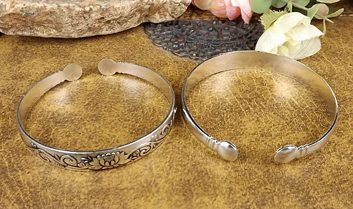 Женские винтажные Серебристые браслеты Gypsy классическое тибетское серебро