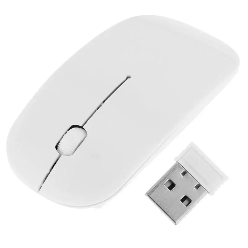 Белый 2,4 ГГц 1000 Точек на дюйм 3-кнопочный ультра тонкий usb Беспроводной оптический фотоэлектрический игровой Мышь для компьютера ПК, ноутбука, настольного компьютера 7 Карамельный цвет - Цвет: Белый