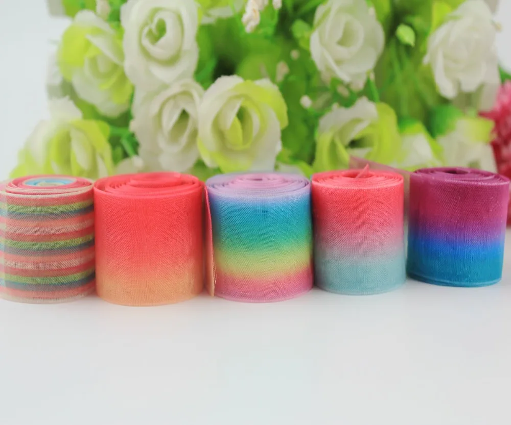 Новинка 1 5 дюйма 38 мм индивидуальная Радужная двухсторонняя градиентная лента из