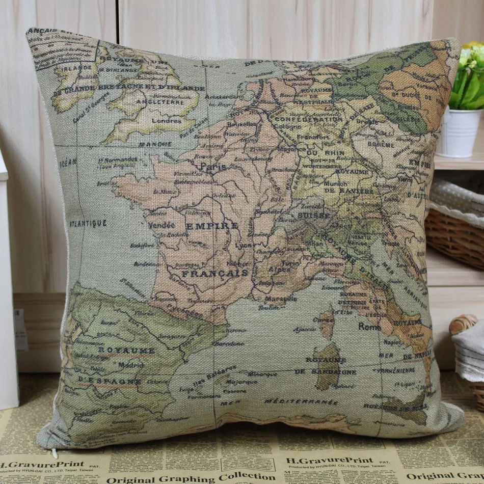 

Бесплатная доставка linkwell карта мира винтажный дизайн Европейская Карта Скидка наволочки