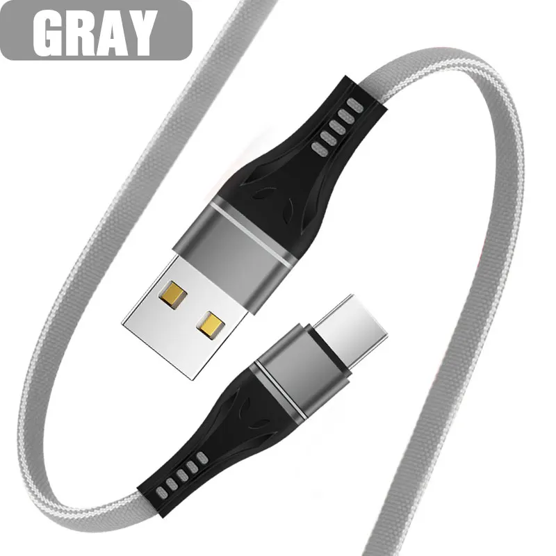 Micro USB кабель 1 м Быстрая зарядка 3,0 кабель для передачи данных usb type-C кабель USB для samsung huawei Xiaomi линия зарядного устройства для мобильных телефонов - Цвет: For Type-C Gray