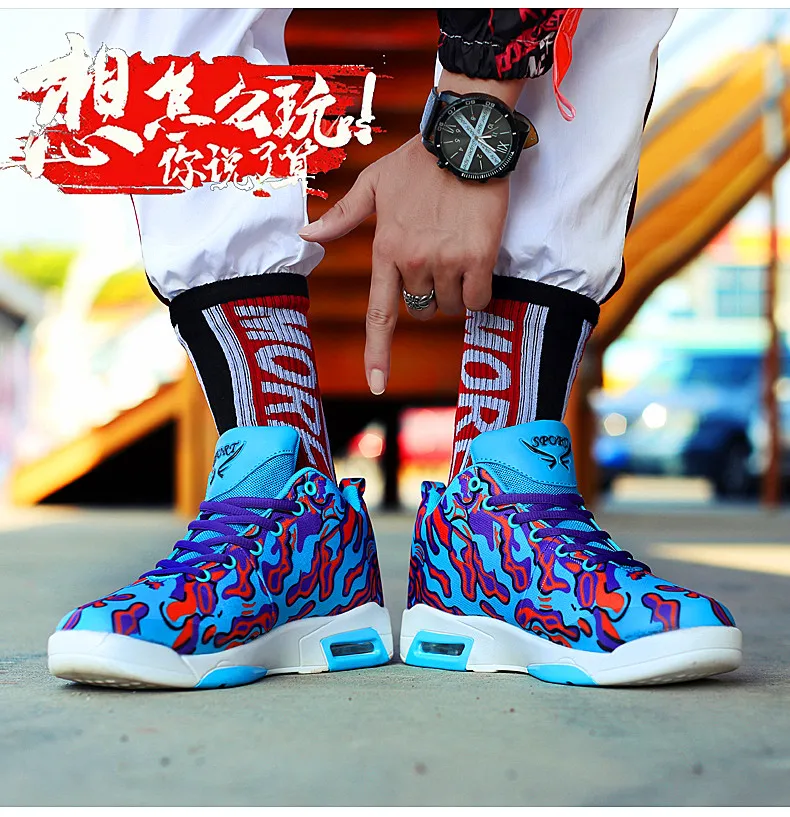 Couple shoes exclusive new unisex sneakers basketball shoes men's casual shoes colorful cloth design high elastic air cushion