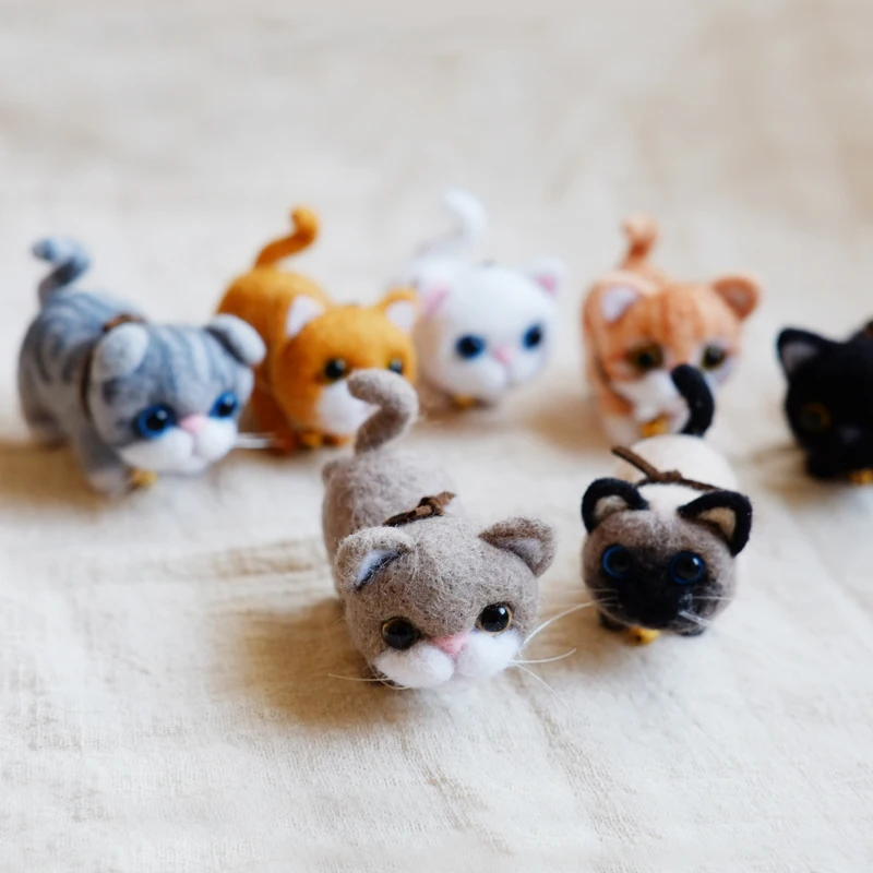 Шерстяного фетра DIY ручной работы куклы с милым рисунком кота ватный Войлок