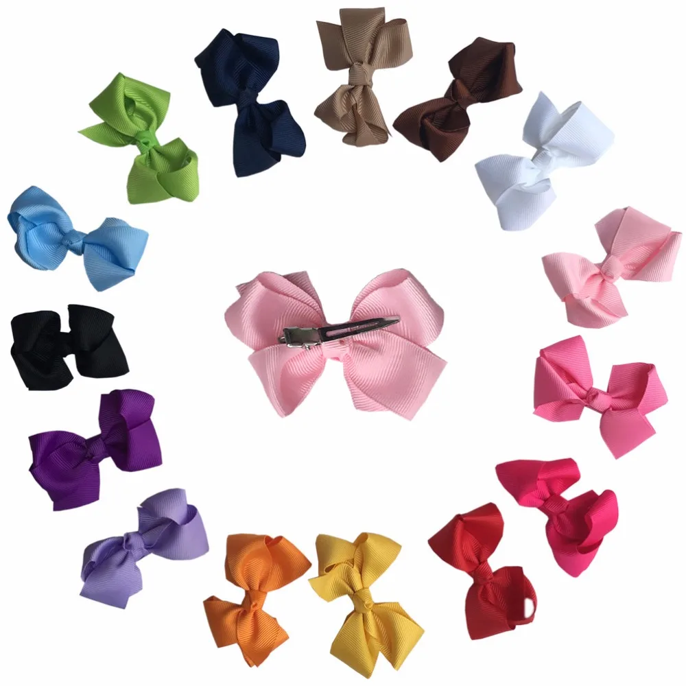 

Girls Kids 3inch Grosgrain Ribbon Hair Bow Clips Boutique 15 Pcs/lot Kids Girl Headbands Kid headwear A067-5