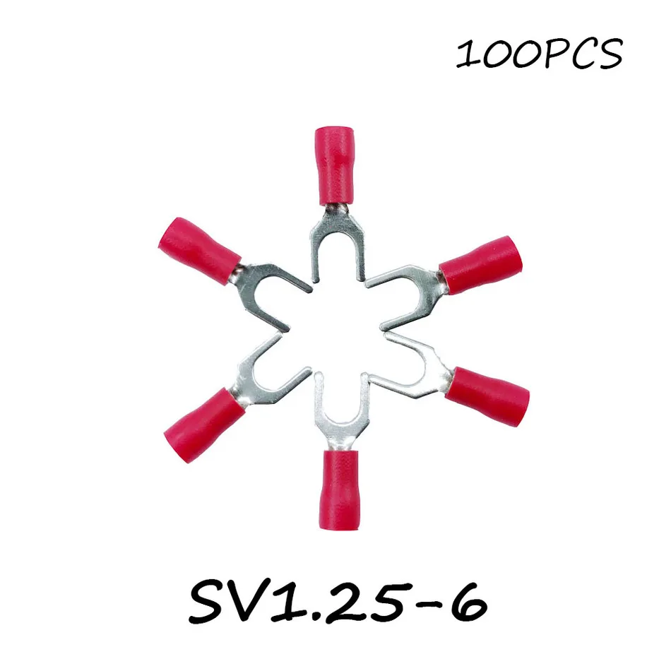 SV1.25-6 100 шт./упак. Красный изолированный соединитель клеммных колодок с разъемом