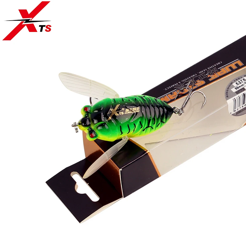 XTS Fishing Lure 40mm 5.5g/55mm 12g Wobblers Artificial Cicada 4 Colors Crankbait 3D Eyes Floating With Strong Hooks 5276 | Спорт и