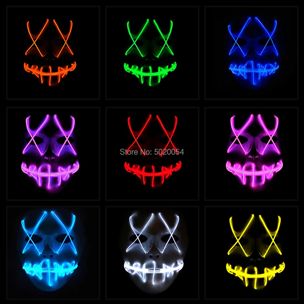 

Horror House Decor Cosplay Costume Accesorries EL Terror LED Mask Adult Scary Glowing light up Mask Night Flashing Mask