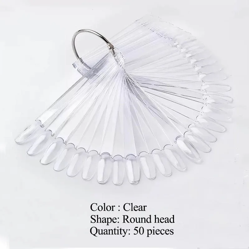 Clear 50pcs 50 шт., овальная форма, половинные накладные ногти, гель для маникюра, УФ-набор, сделай сам, для практики, полные кончики для ногтей, веер, прозрачные кончики для ногтей, инструмент для дизайна лака - Цвет: Clear 50pcs