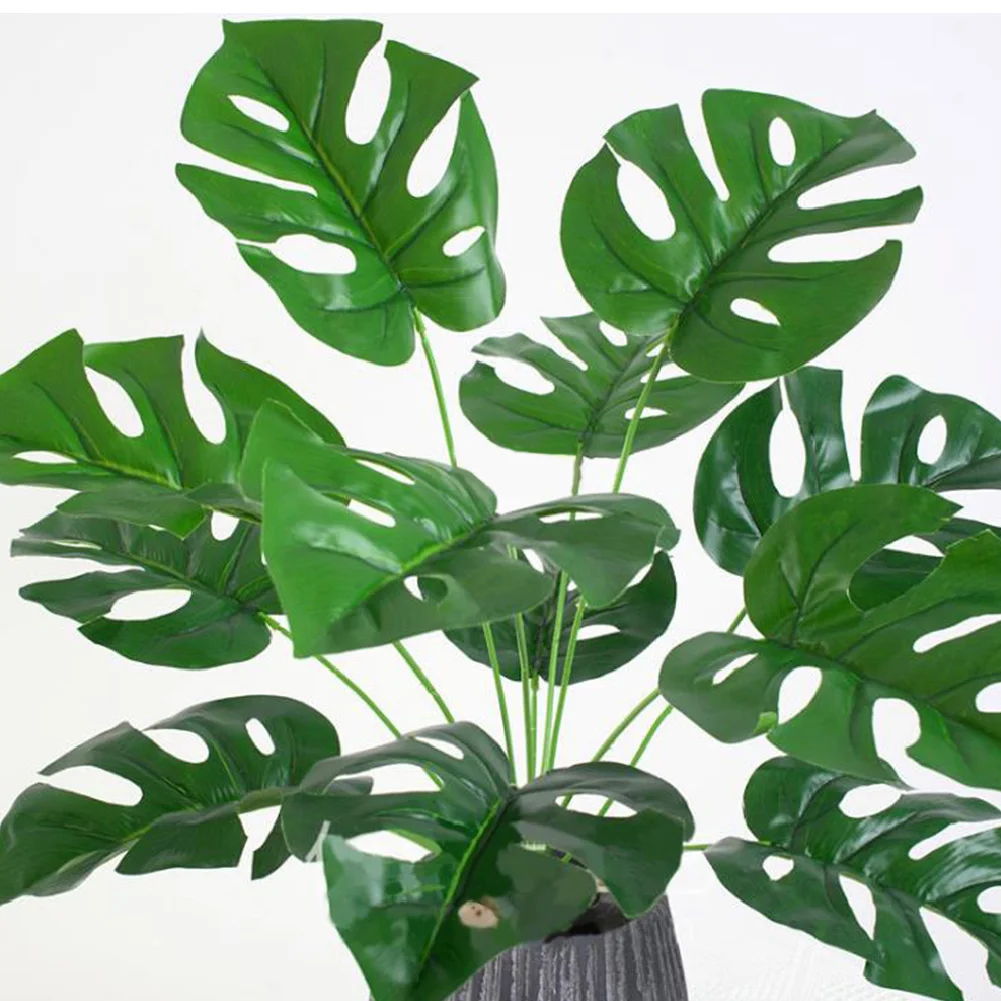 12 головы искусственные растения несколько отверстий Monstera Deliciosa зеленые растения вечерние предметы интерьера стола