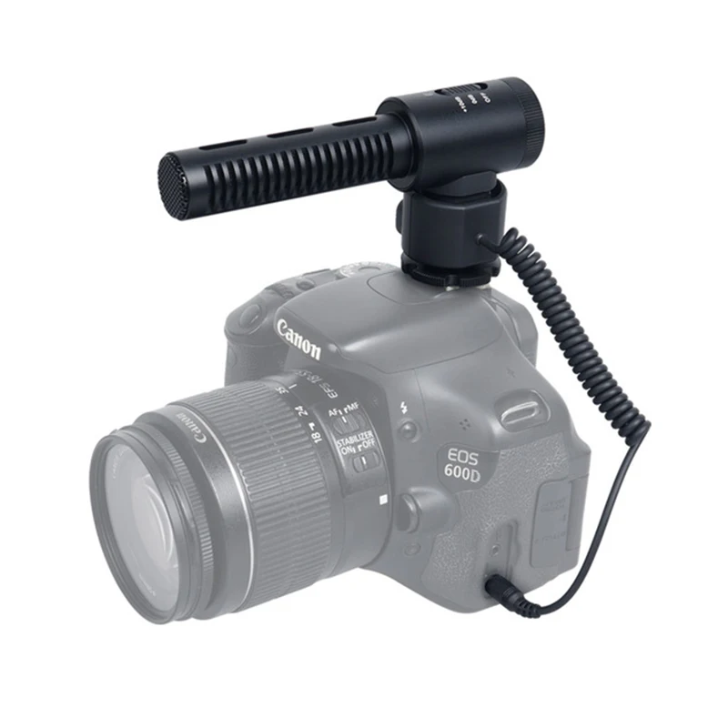 CoMica CVM-V20 Professional Double Mics Super-Cardioid Directional Condenser Shotgunn Video Interview Microphone w Adaptor Cable |
