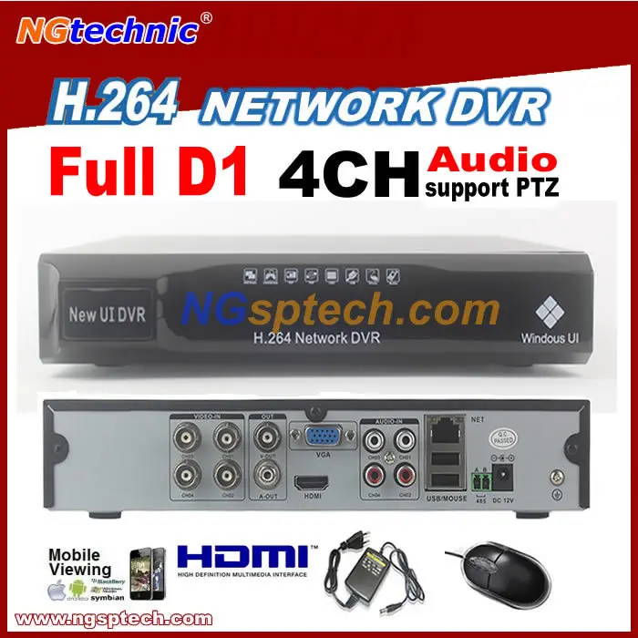 2015 New! 4CH D1(704x576) DVR Remote View 4 Audio H.264 Black Plug play PTZ/P2P Motion detector Support iphone Android CCTV |
