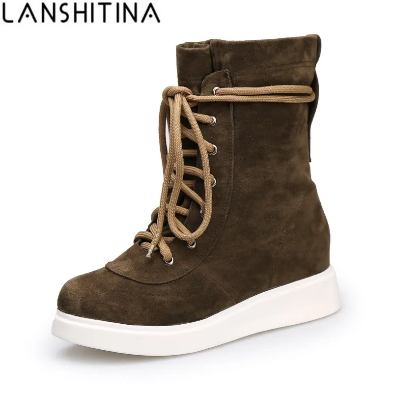 2018 Новые женские теплые зимние ботинки Кроссовки на танкетке ботильоны