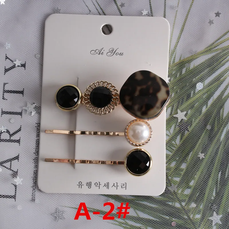 3 шт./компл. металлическая заколка для волос с жемчугом геометрическим цветком