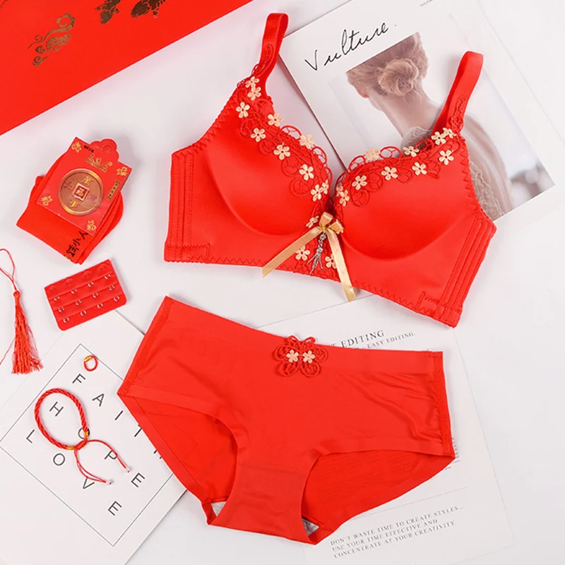 Женское нижнее белье UCY ярко красный бюстгальтер без стального кольца для