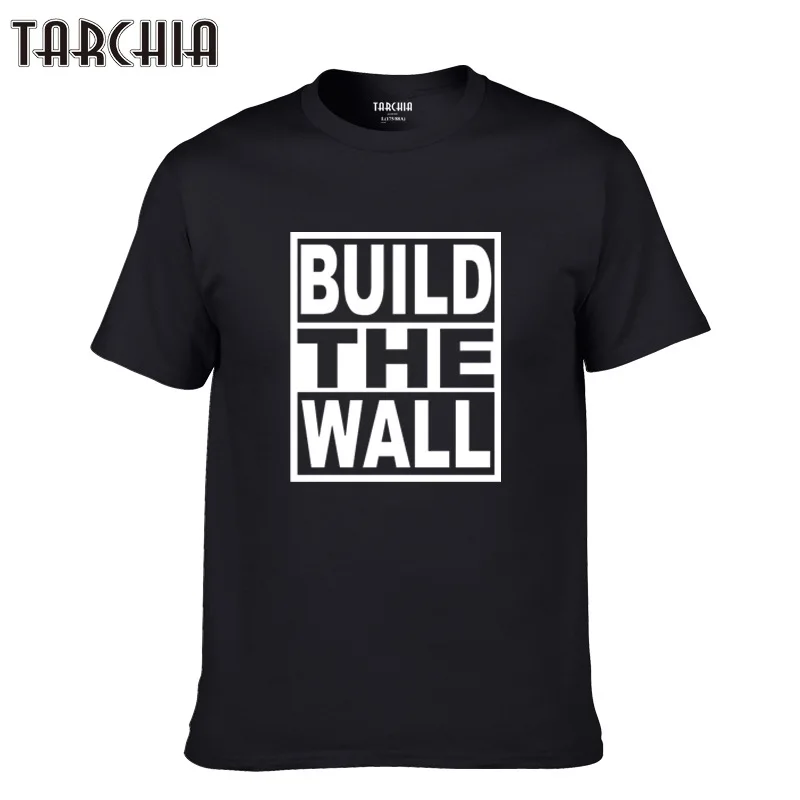 

TARCHIA T-Shirts Printed Male Plus Brand T Homme Summer Short Sleeve T Shirt Men Men Tee Shirt Top Tee 2021 Build The Wall