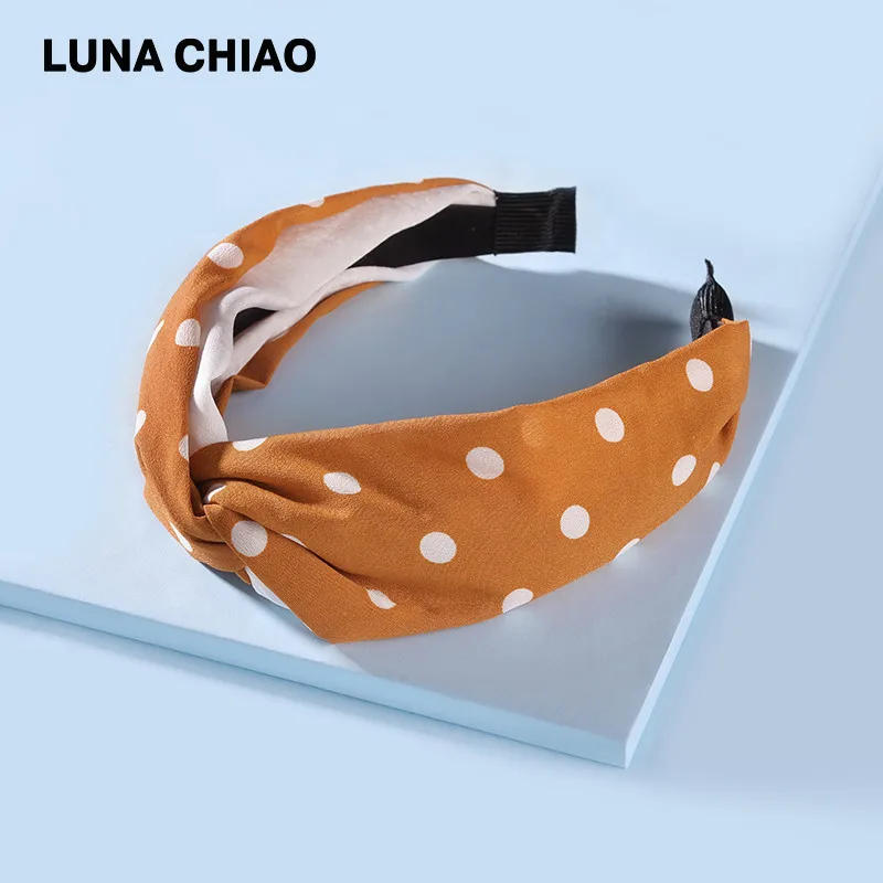 Женская широкая повязка на голову LUNA CHIAO летняя одежда для волос в горошек модные