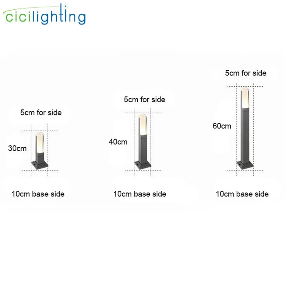Новые длинные L30cm L40cm L60cm светодиодные лужайки, Черные Серые Литые алюминиевые дорожки освещения, 7W светодиодные садовые Дворовые дорожки лампы