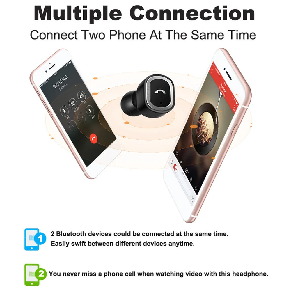 Twins In Ear Bluetooth Earphone wireless Stereo Bass Sport Earphones with MIC Mini bluetooth for Xiaomi | Электроника