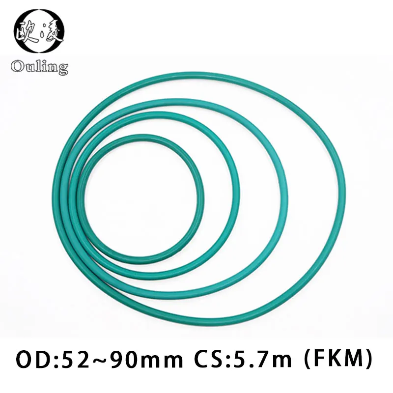 Резиновое кольцо зеленое уплотнительное FKM CS5.7mm OD52/55/60/62/65/70/75/80/85/90 мм резиновое