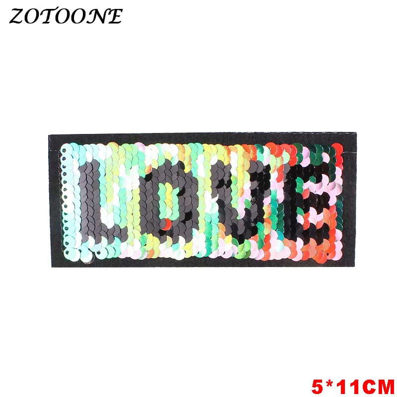 

ZOTOONE Flamingo Flower Reversible Sequin Patches Iron on Patches for Clothing Music Embroidery Stickers DIY Apparel Accessories