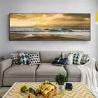 Абстрактный морской пейзаж постеры с масляной живописью и принты настенная живопись холст волны и пляж картина для гостиной Декор без рамки