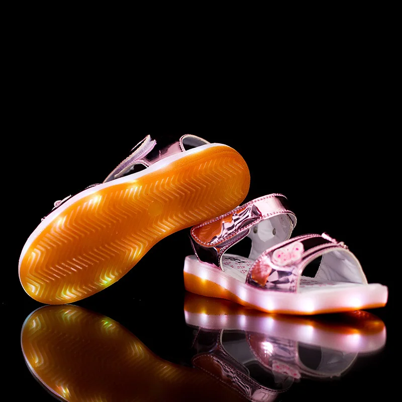 Детские сандалии летние принцессы с usb зарядкой и бабочкой для девочек