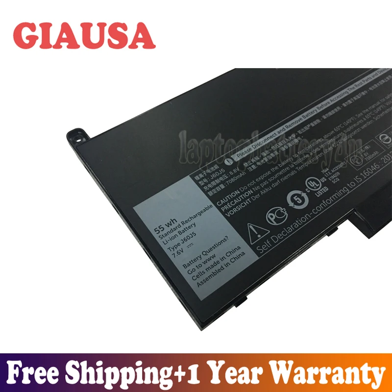 GIAUSA Новый 7 6 V 55Wh J60J5 встроенный Аккумулятор для Dell Latitude E7270 E7470 серии | Компьютеры и