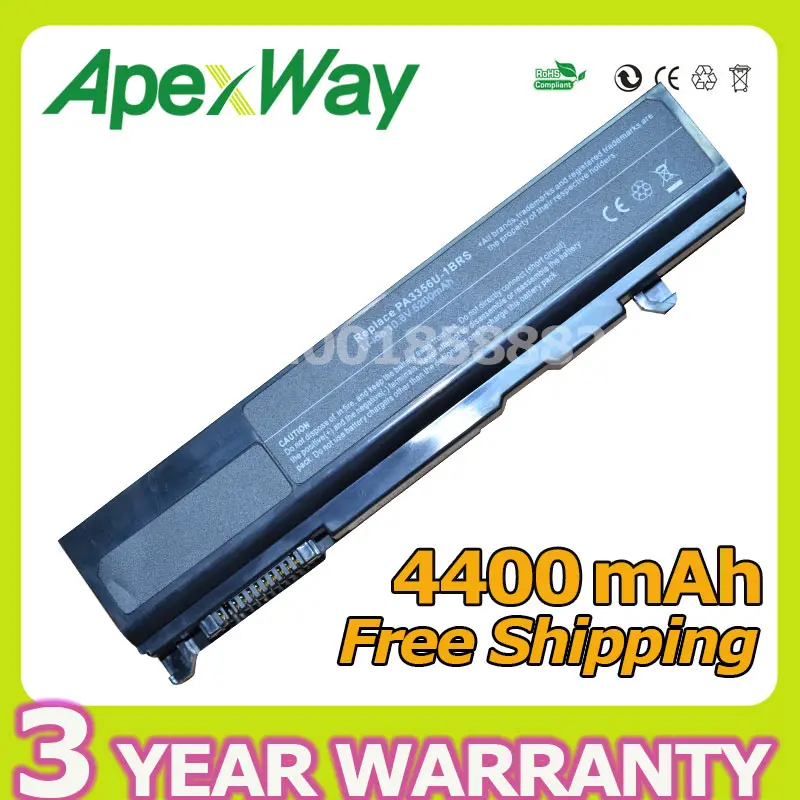 

Apexway 4400mAh Laptop Battery PA3356U-1BAS PA3356U-1BRS PA3456U-1BRS PA3588U-1BRS PABAS105 for Toshiba Portege M300 M500 S100
