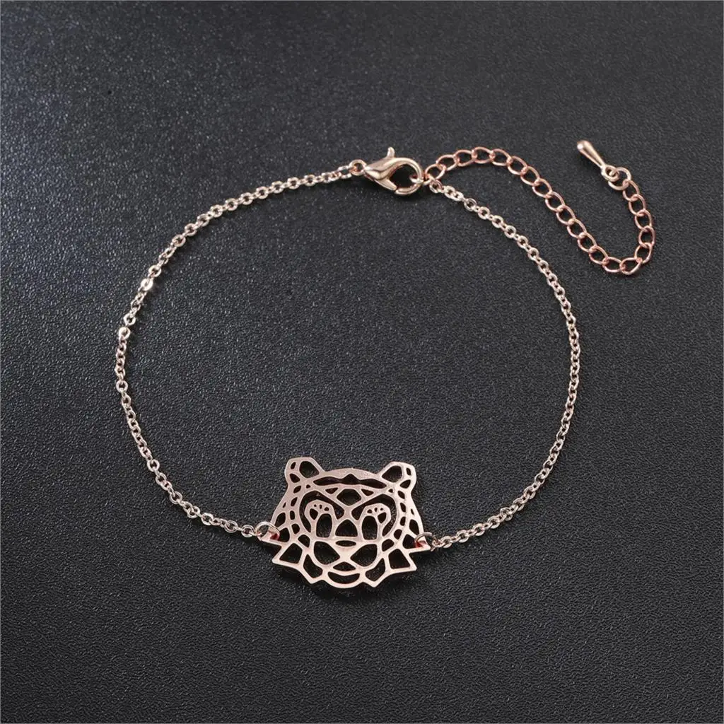 Браслет Kinitial в стиле панк животное тигр хип хоп полые браслеты с головой тигра