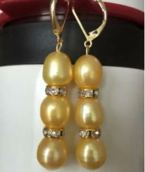 Beautiful AAA 12-13 mm natural baroque golden pearl dangle earring | Украшения и аксессуары