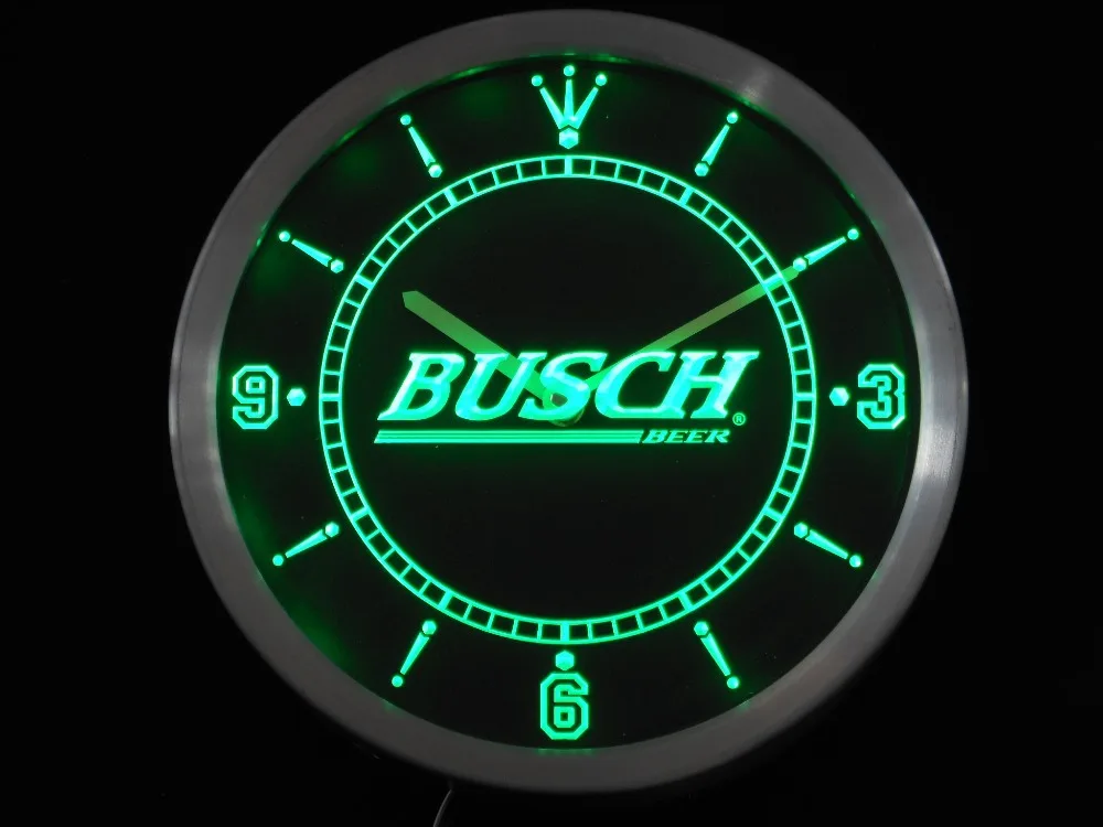 Nc0482 Busch Bar пивные неоновые световые вывески светодиодные настенные часы | Дом и