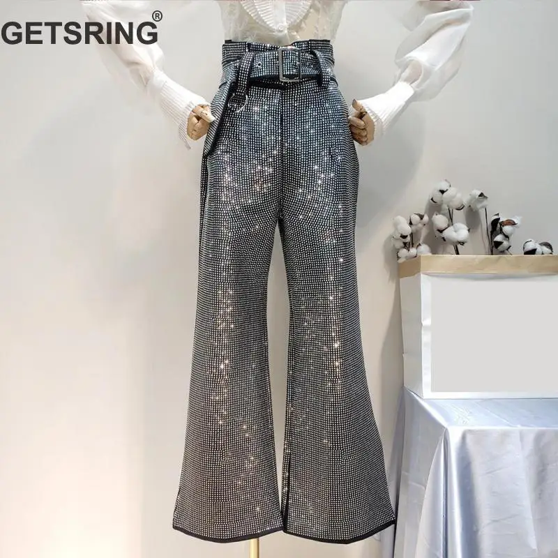 GETSRING, женские штаны, хит, высокая талия, свободные, широкие, эластичные, хлопковые, свободные штаны, модные, свободные, длинные, весенние