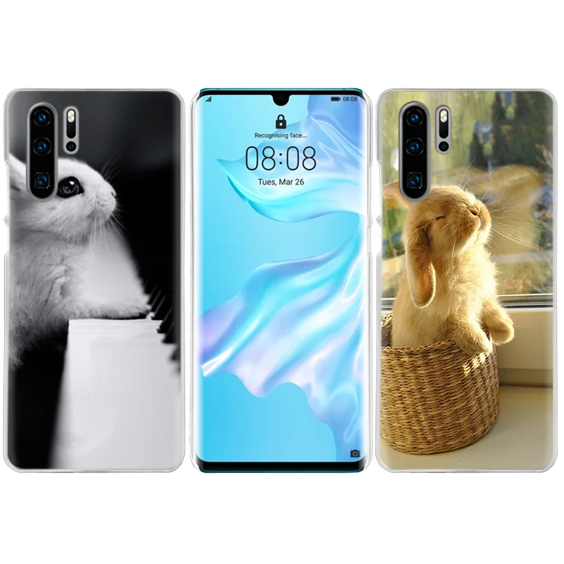 Милый белый чехол с кроликами для huawei P20 P30 P Smart Nova 4 3i P10 P9 P8 mate 10 20 lite Pro Mini жесткий чехол для телефона
