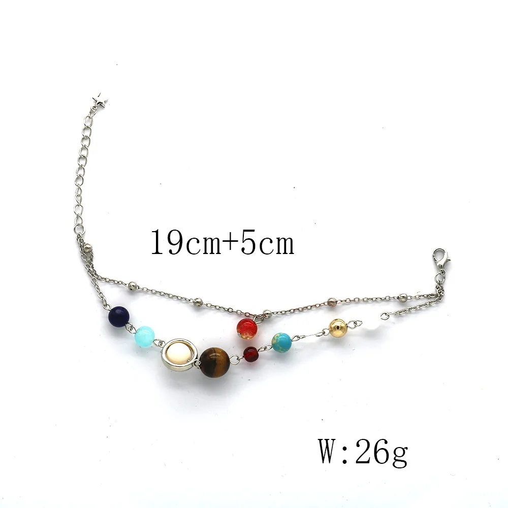 Женские двухслойные браслеты с подвеской Planets богемные на щиколотке камнями