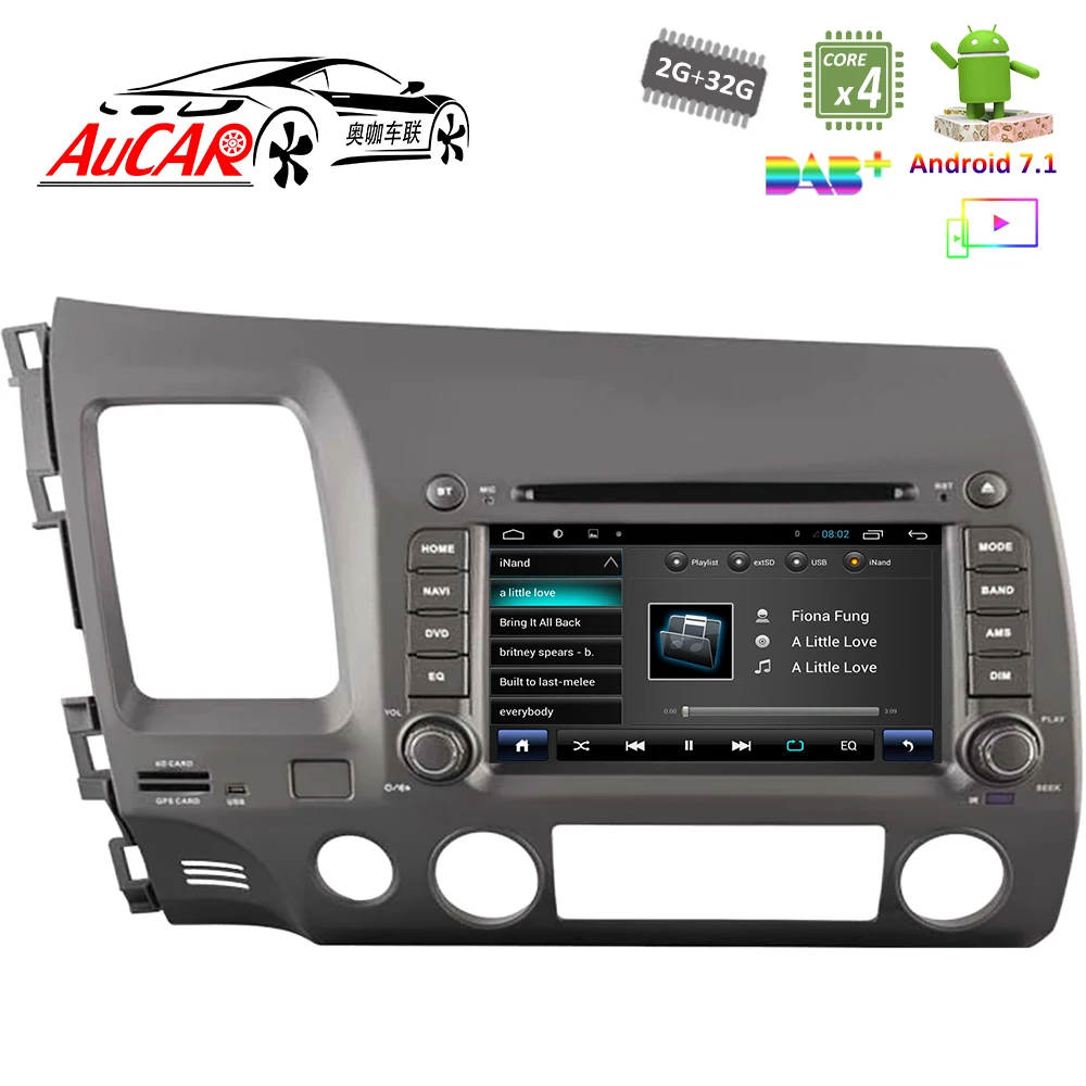 7 &quotAndroid 1 автомобильный dvd плеер для Honda Civic 2006 2011 GPS навигационная система HD 1024*600