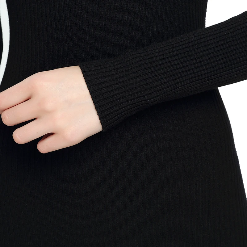 GOPLUS зимние пикантные черные сапоги вязаная водолазка мини платье Женщины