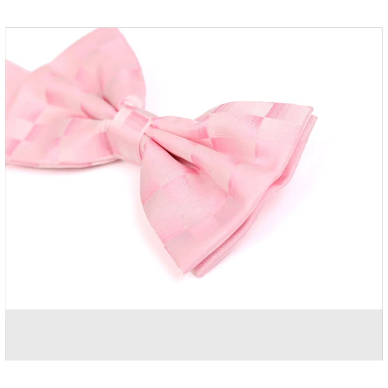 

2019 New High Quality Bow Tie Pink Plaid Men's Bowtie Fashion Bow Ties for Men Wedding Party Dinner Butterfly Knot with Gift Box