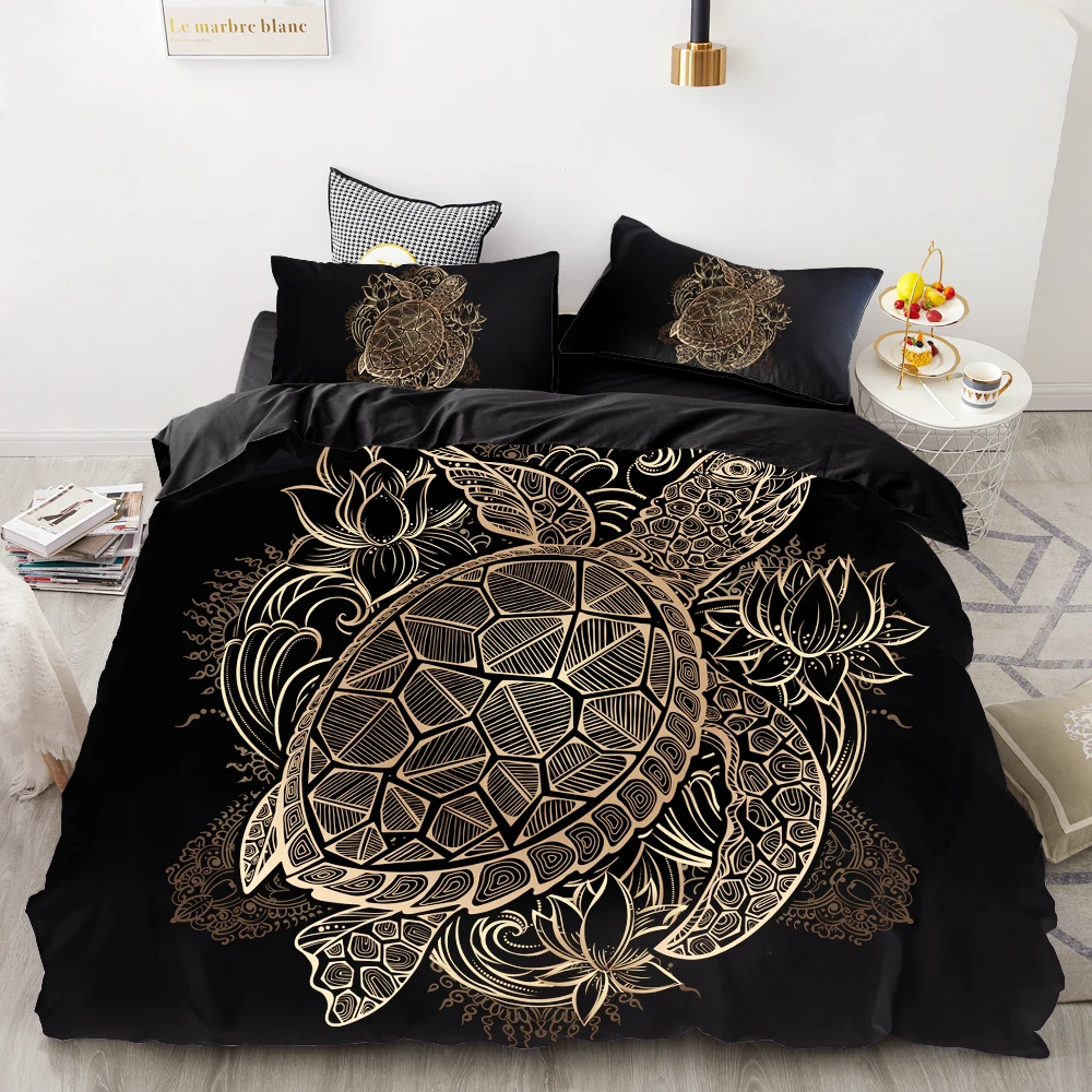 Комплект постельного белья 3D HD с цифровой печатью черный комплект из 3 предметов