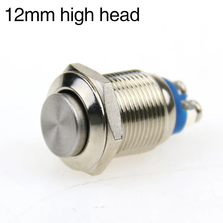 12mm high head 12/16/19/22 мм металлический кнопочный переключатель кнопка сброса дверной звонок винтовой штифт водонепроницаемый покрытие медью, никелем - Цвет: 12mm high head