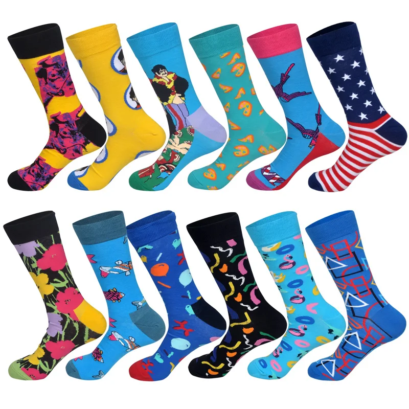 LIONZONE новинка повседневные Модные мужские носки из чесаного хлопка 12 пар/лот