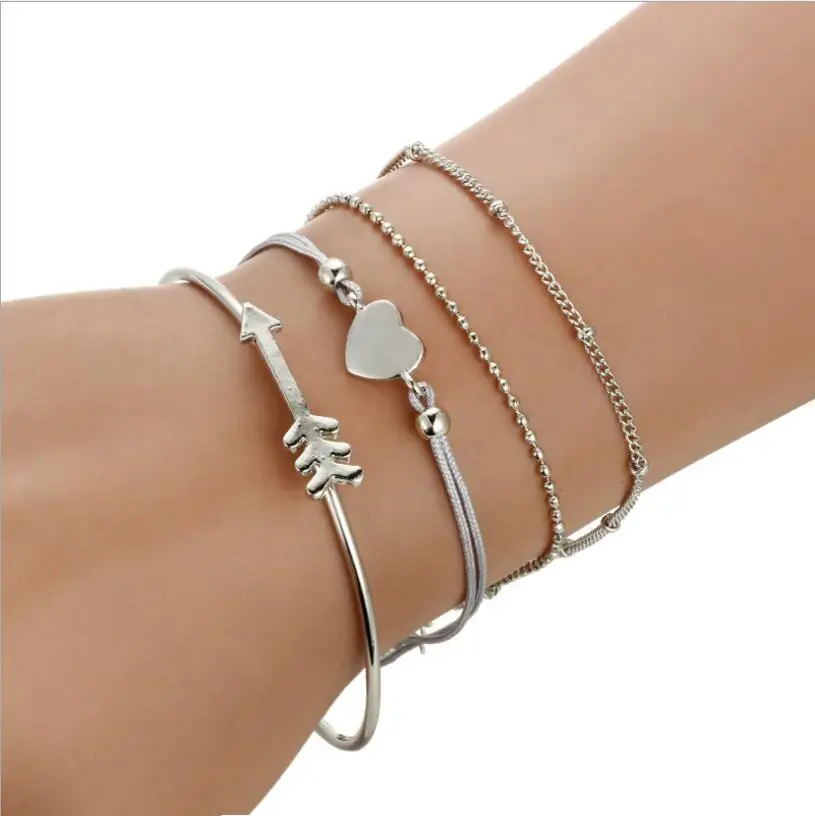 4 шт./компл. очаровательные браслеты на запястье с открывающейся стрелкой и