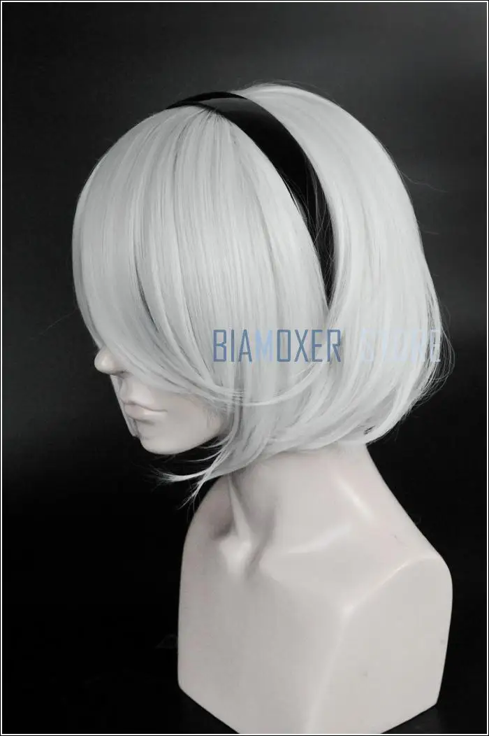 NieR:Automata 2B YoRHa No. 2 Тип B короткий серебристый белый термостойкий парик для косплея