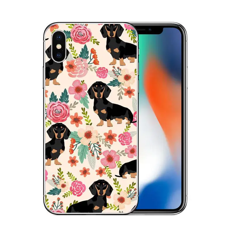 Милый мультяшный Мягкий силиконовый чехол для телефона с таксой iPhone XS MAX XR 5 5s SE 6 6S