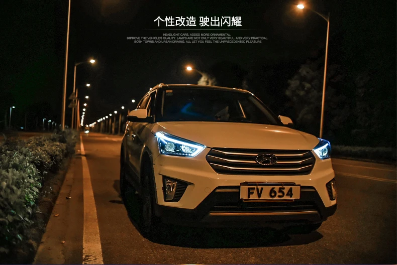 KOWELL автомобильный Стайлинг для hyundai ix25 головной светильник s для Creta светодиодный головной фонарь Ангел глаз светодиодный DRL передний светильник Биксеноновая линза ксенон HID