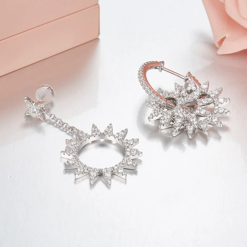 Женские асимметричные серьги [MeiBaPJ] простые из стерлингового серебра 925 пробы с