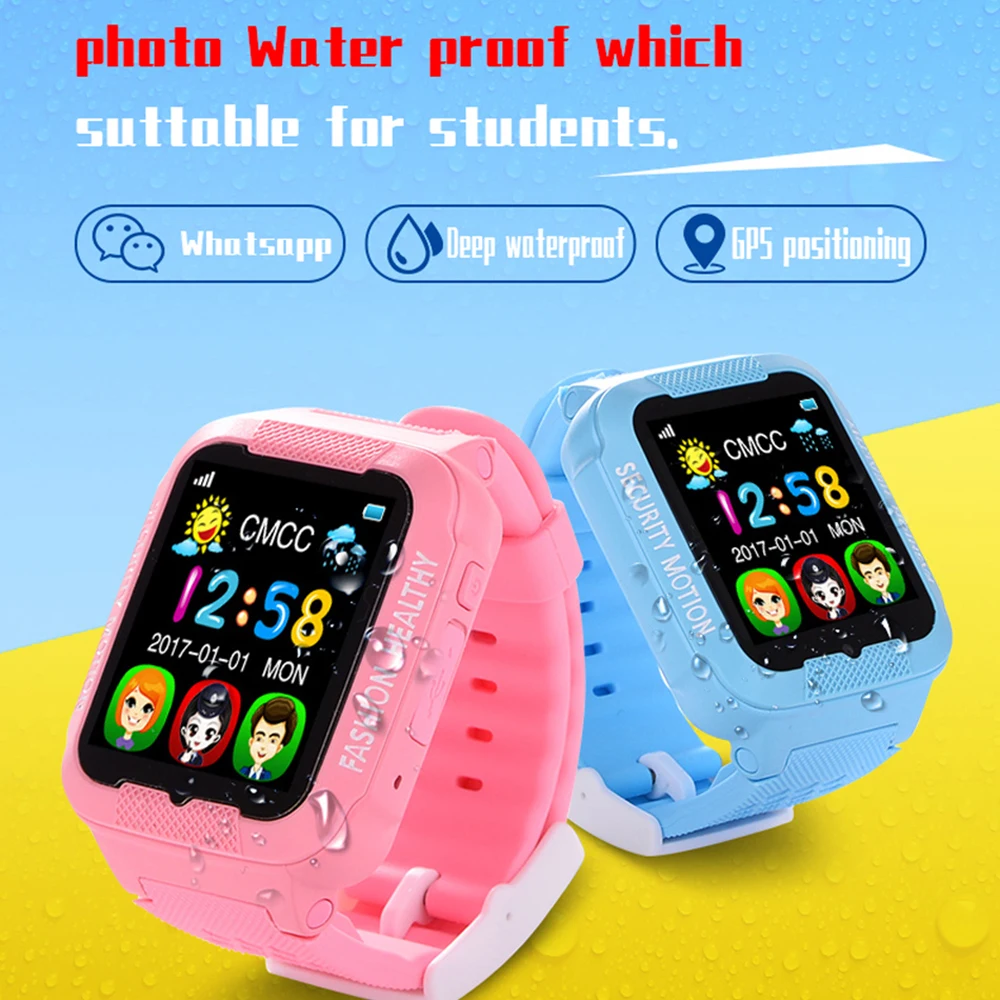 Детские Смарт часы 2.5D с сенсорным экраном умные водонепроницаемые детские GPS