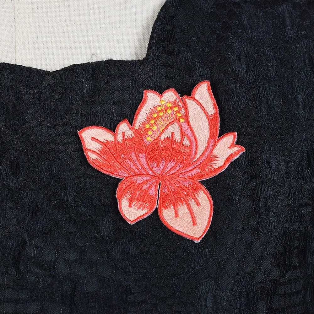Цветок лотоса аппликация Одежда Вышивка Патч наклейка ткань Cheongsam декоративная клейкая штамповка нашивки для clo