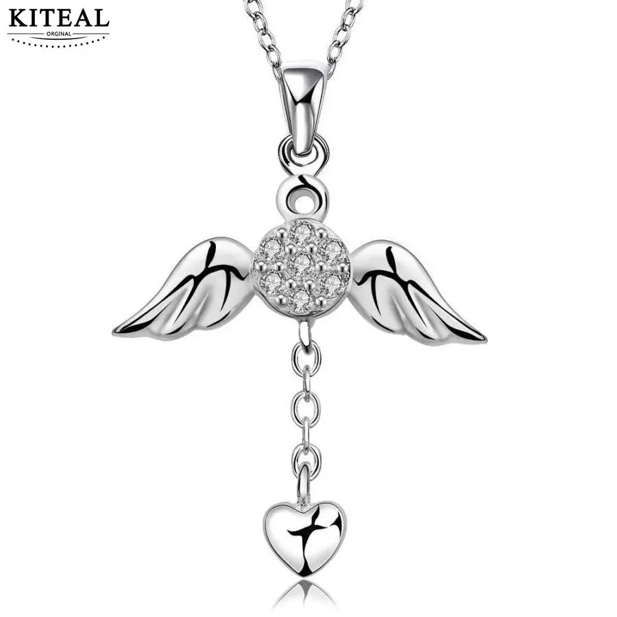 Женское серебряное ожерелье LOVE N674 с подвеской в виде зонтика и Ангельского крыла